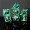 Elifel Set Dadi D&D 7 Pezzi Dragon Eye Mobili Resina Dadi da Gioco Particolari DnD con Bordi Affilati Poliedrici Dadi per Dungeon Draghi Pathfinder RPG DND MTG con Confezione Regalo