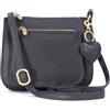 Gigi - Vera Pelle - Borsa a Tracolla da donna/Borsa a Mano/con ciondolo a forma di cuore/Tracolla regolabile - 9975 - NERO