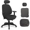 Lollanda Gamingsthuhl - Rivestimento per sedia da ufficio, 3 pezzi, con braccioli/schienale della sedia, per sedia da ufficio, per computer e sedie (nero)