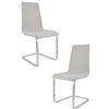 t m c s Tommychairs - Set 2 sedie London per cucina, scocca in multistrato imbottita e rivestita in tessuto grigio perla, basamento a slitta in tubo rettangolare cromato ad alta resistenza