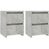 vidaXL 2X Comodini Moderni Eleganti Robusti con Cassetti Portaoggetti Armadietto Comò Cassettiera Versatile Grigio Cemento 30x30x40 cm in Truciolato
