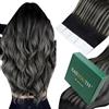 Easyouth Capelli Veri Extension Biadesivo Nero Extension Biadesivo Human Hair Balayage Tape Capelli Umani Argento Ombre 35cm 40g 20pz #1b/s/1b