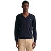 GANT Collo a V in Cotone Classico Maglione, Blu-Evening Blue, XXXXL Uomo