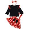 Verve Jelly Neonate Il mio primo compleanno Abiti Camicia a maniche lunghe con volant Top Bowknot Polka Dots Gonna con bretelle 3 pezzi Set di vestiti per l'autunno inverno