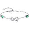 Qings Bracciale Infinito Donna Argento 925 con Smeraldo Bracciali Maggio Cuore Pietre di Nascita Braccialetto Regolabile Infinity ECG, Verde Gemma Gioielli Regalo di Festa della Mamma per Madre Nonna