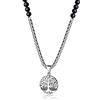 COAI Collana di Perle di Onice Opaco da Uomo con Ciondolo Albero della Vita in Acciaio Inox, Collana Albero della Vita da Uomo in Pietre e Acciao 60cm