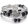 FULU AUTUMN Bracciale in perle d'argento da donna, braccialetto avvolgente in pietra multistrato regalo di gioielli fantasia per la mamma il giorno del Ringraziamento, Taglia unica, Bronzo