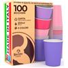 Baciato Caffè 100 Bicchieri in Carta 200ml PrincessMix Ecologici Biodegradabili Monouso Made in Italy Asporto Bevande Calde Acqua - MIX di Colori Rosa Lilla Viola Fucsia - Prodotto e Confezionato in Italia
