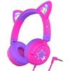 iClever Cuffie per Bambini, Orecchie da Gatt Illuminazione a LED, Volume Sicuro di 85dBA, Cuffie Bambina dal Suono Stereo, Pieghevoli con Cavo da 3.5 mm per iPad Tablet Viaggi Scuola