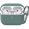 JETech Aggiornato Cover Custodia Silicone per AirPods Pro (2a/1a Gen 2023/2022/2019) con Portachiavi, Interno PC Rigido, Antiurto Protettiva Pelle Guscio, LED Frontale Visibile (Verde Pino)