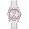 GUESS Orologio da donna 38mm - cinturino bianco quadrante bianco cassa tono argento, bianco