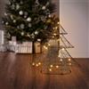 ECD Germany Mini Albero di Natale Luminoso a LED con 20 LED in Metallo Bianco Caldo 28x30 cm Nero Abete Decorativo con Illuminazione a Batteria e Timer per Interni Decorazione Natalizia