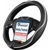 Upgrade4cars Coprivolante Auto Bianco Nero Finta Pelle Universale 37-38 cm | Finta pelle trapuntata | Retro antiscivolo | Diametro 37-38 cm | Montaggio facile