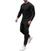 JMEDIC Pantalone Tennis a maniche lunghe O collo tuta sportiva Canadese Invernale in Cotone Completa Invernale Felpata (Black, XXL)