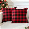 JOTOM Set di 2 Fodere per Cuscini Buffalo Controllo Plaid Copri Cuscino per Casa Divano Auto Plaid natalizi Tartan Federe Decorative 50 x 50 cm (Rosso e Nero)
