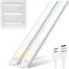 Brendz Luce per armadio con sensore di movimento, illuminazione per armadio, 2 x 40 cm, 3 temperature di colore, ricaricabile, dimmerabile, barra luminosa a LED senza fili, argento
