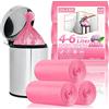 QILERR Sacchetti per la spazzatura piccoli da 4-6 l, 69 pezzi, in plastica spessa, per bagno, cucina, ufficio, adatti per bidoni della spazzatura da 4, 5, 6 l, rosa
