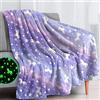 LXTOPN Coperta luminosa al buio, Coperta In Pile per ragazze, 130 x 150 cm Coperta in Pile di Flanella, Regali Unicorno per bambini (viola, 130 x 150cm)