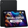 DOOGEE T20 Ultra Tablet 12 Pollici, 32GB RAM + 256GB ROM (2TB TF), 10800mAh, Helio G99 Octa-Core 2.2GHz Tablet Android 13, 2.4K Display, Tablet PC Dual SIM 4G LTE/5G WiFi/GMS/GPS/Widevine L1, Nero