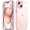 JETech Cover Opaca per iPhone 15 6,1 Pollici, Protezione Anticaduta Antiurto di Grado Militare, Custodia Posteriore Glassata Traslucida, Anti-Impronte (Rosa)