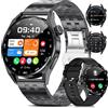 FOXBOX Smartwatch Uomo Rotondo, 1.39 HD Schermo Tattile Orologio Smart Watch Chiamate Bluetooth, Impermeabile IP68 Fitness Tracker con Cardiofrequenzimetro Contapassi per Android iOS, 300mAh