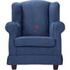 Liberoshopping Poltrona da camera BERGERE imbottita in tessuto antimacchia sfoderabile (Blu, Senza Pouf)