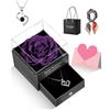GOICC Idea Regalo per Lei, Rosa Eterna con I Love You, Collana, Confezione Regalo per la Festa della Mamma, Regali San Valentino,Compleanno, Anniversario, San Valentino per Fidanzata, Moglie (Viola)