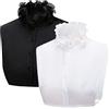 LoudSung Finto collare staccabile mezza camicia camicetta finto collare dolce papillon elegante per donne ragazze, Bianco e nero., 52