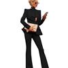 Generico Tailleur Donna Completo Giacca Pantalone Fiocco Nero/S/M