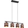RL LIVE YOUR LIGHT Reality Lampada a sospensione Davos R31554041, metallo nero opaco, paralumi in tessuto color tortora/nero/oro, escl. 4x E14