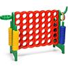 GYMAX Gioco Forza 4 Gigante 3 in 1, Anelli di Lancio, Canestro e Pallacanestro, per Bambini e Adulti, 84 x 33 x 74 cm (Verde)