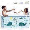 Kiseely Vasca da bagno pieghevole portatile extra large da 140 cm con copertura per adulti, vasca da bagno per famiglie per bagno piccolo, vasca spessa a più strati con coperchio per box doccia (design