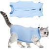 MEMOFYND 1 tuta blu per la cura del gatto, tuta per gatti blu, tuta per recupero gatti, pigiama anti-leccata, adatta per chirurgia e farmaci, ideale per gattini.