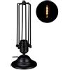Relaxdays Lampada da Tavolo, da Comodino, Sottile, in Metallo, Design Industrial Stile Moderno, E27, 33 x 13 cm, nero