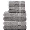 Komfortec Set di 8 asciugamani in 100% cotone, 4 teli da bagno 70 x 140 e 4 asciugamani da 50 x 100 cm, spugna, morbido, towel, grande, Grigio Antracite/Argento