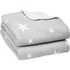 Dreamscene Star Sherpa - Coperta termica in pile, 150 x 180 cm, colore: grigio argento e bianco