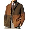 Pajiay Giacca Uomo Vestibilità Regolare Confortevole Traspirante Cardigan Uomo Moda Splicing Corrispondenza Dei Colori Maglieria Uomo Risvolto Casual Giacca Transizione Uomo A-Brown XL