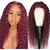 Hxxcoup Lace Wig Human Hair Wig 4X1 Lace Front Wig 99j Red Water Wave Wig Burgundy Parrucca Donna Capelli Veri Umani Corti Parrucca Capelli Umani Glueless Wig for Woman 26 Inch