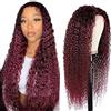 Hxxcoup Lace Wig Human Hair Wig 4X1 Lace Front Wig Water Wave Wig Burgundy 1b/99j Ombre Wig Parrucca Donna Capelli Veri Umani Corti Parrucca Capelli Umani Glueless Wig for Woman 26 Inch