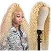 Hxxcoup Lace Front Wig 4X1 T Part Wig Human Hair Wig Water Wave Human Hair Wig Glueless Wig Parrucca Parrucca Donna Capelli Veri Umani Top Swiss Lace Wig No Tangle Wig for Woman 18 Inch