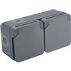 DEBFLEX - Cyklone - Doppia presa esterna impermeabile - Presa elettrica da parete IP55 - Interno/Esterno - Installazione sporgente - Antracite - 75 x 150 x 55 mm