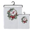 Generico Set 2 Asciugamani Bagno Personalizzati con Iniziale Nome e Ghirlanda 100% cotone made in Italy Asciugamano Viso Asciugamano Ospite Bianco Stampa Idea Regalo Doccia Biancheria Casa Natale Christmas