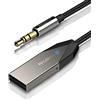 PALOVUE Ricevitore Bluetooth 5.0, kit per auto wireless per streaming musicale e chiamate in vivavoce per autoradio stereo domestico con Aux da 3,5 mm, nessuna ricarica necessaria, LinkFlow