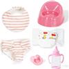 eDollable Set di Accessori Realistici per Bambole da 30 cm Include Vasino Bavaglino, Ciuccio, Pannolino e Biberon Perfetto per Bambini, Bambine e Ragazze