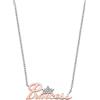 Disney Collana Principesse Corona, Argento Sterling con Zirconi per Bambini e Ragazze, Lunghezza 40-43cm, Gioielli
