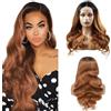 Hxxcoup Lace Wig Human Hair Wig 4X1 Lace Front Wig Brown Body Wave Wig 1b/30 Ombre Wig Parrucca Donna Capelli Veri Umani Corti Parrucca Capelli Umani Glueless Wig for Woman 26 Inch