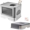 XUANYU Grande Lettiera Gatto Chiusa con Paletta, Spazzola Cardatore e 2 Porte, Casetta per Lettiera con Vassoio Estraibile, Toilette per Gatti Portatile, Fino a 7 kg/15 lbs (Grigio L-48,5×38×36,5 cm)