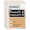 Creative Deco 10 x A3 Compensato Pannelli Legno Pioppo 5 mm | Pannelli Compensato 420 x 300 x 5 mm (+/- 2mm) | Fogli di Legno per Decorazione, Modellare, Pannelli Taglio Laser, Pirografia, Pareti