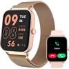 TOOBUR Orologio Smartwatch Donna, 1.8 Fintess Tracker con Alexa, Chiamate Risposta, 100 Sport, Contapassi e Cardiofrequenzimetro, Impermeabile IP68, Compatibile con iOS Android, Dorato