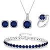 EVER FAITH Set di gioielli quadrati con zirconi cubici per sposa, damigella d'onore, collana con ciondolo, orecchini, bracciale da tennis, anello aperto da donna, tono argento trasparente